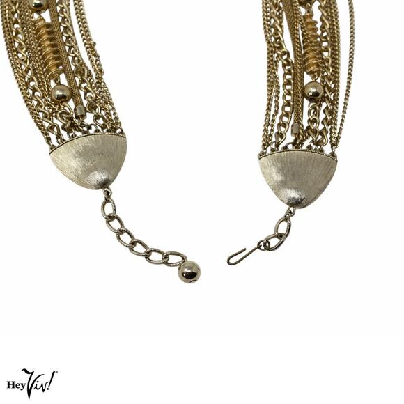 Vintage Multi Strand Chain Necklace Statement Chunky Collar Style 17" - Hey Viv - Picture 4 of 7